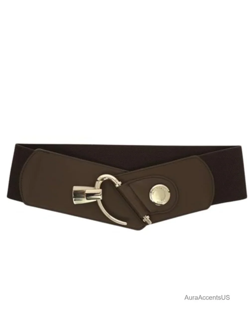 Genuine Italian Leather Wide Belt for Women with Elastic Stretch